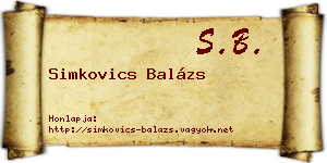Simkovics Balázs névjegykártya