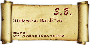 Simkovics Balázs névjegykártya